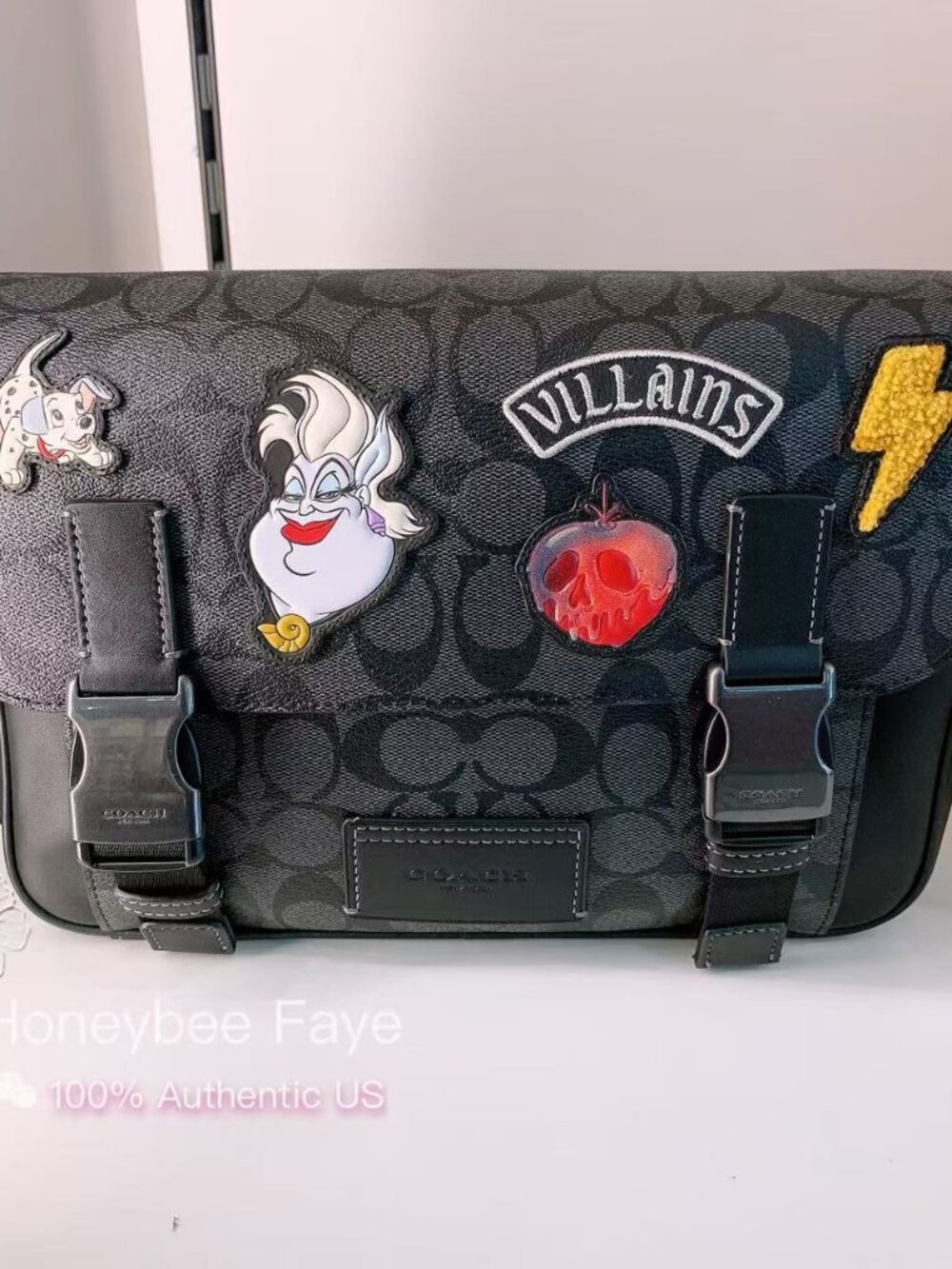 NWT Disney X Coach Track Crossbody Bag In Signature Canvas With Patches CC037